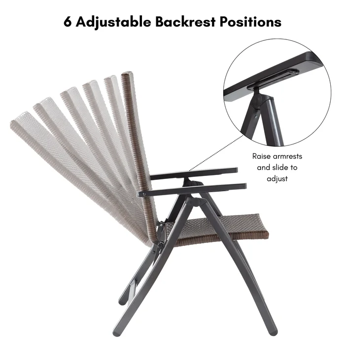 Outdoor PE Wicker Foldable Reclining Chair with Sunbrella Chair Pad