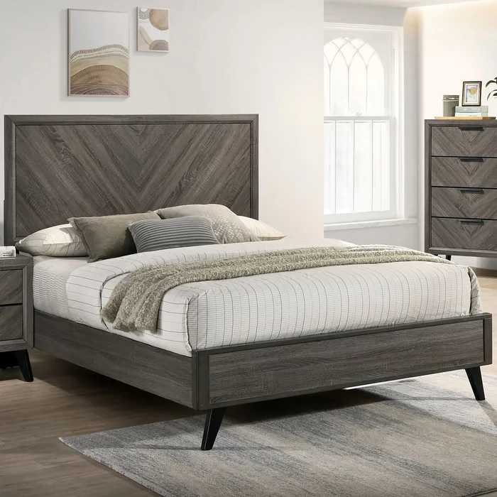 Ovex Contemporary Grey Solid Wood Panel Bed by Furniture of America