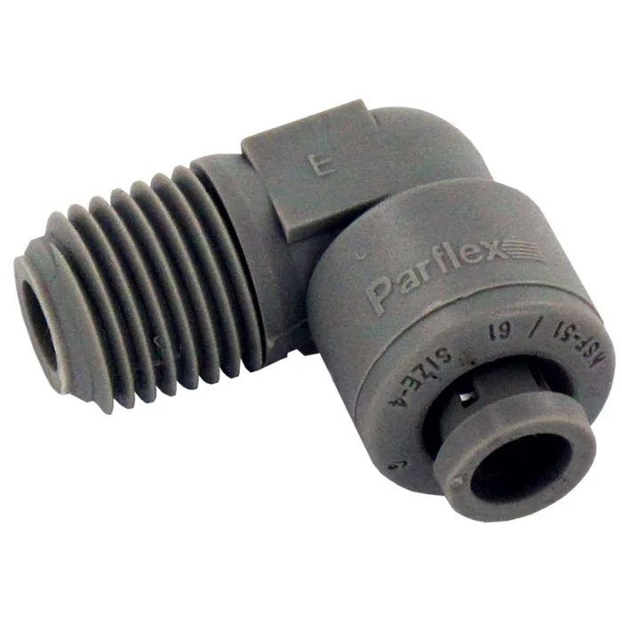 Parker A4ME4-MG TrueSeal Acetal Male Elbow 1/4″ QC x 1/4″ NPT