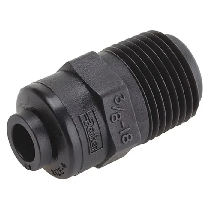Parker TrueSeal Push in Tube Fitting – 3/8 OD – 3/8 OD – FB6MC6-HBLK
