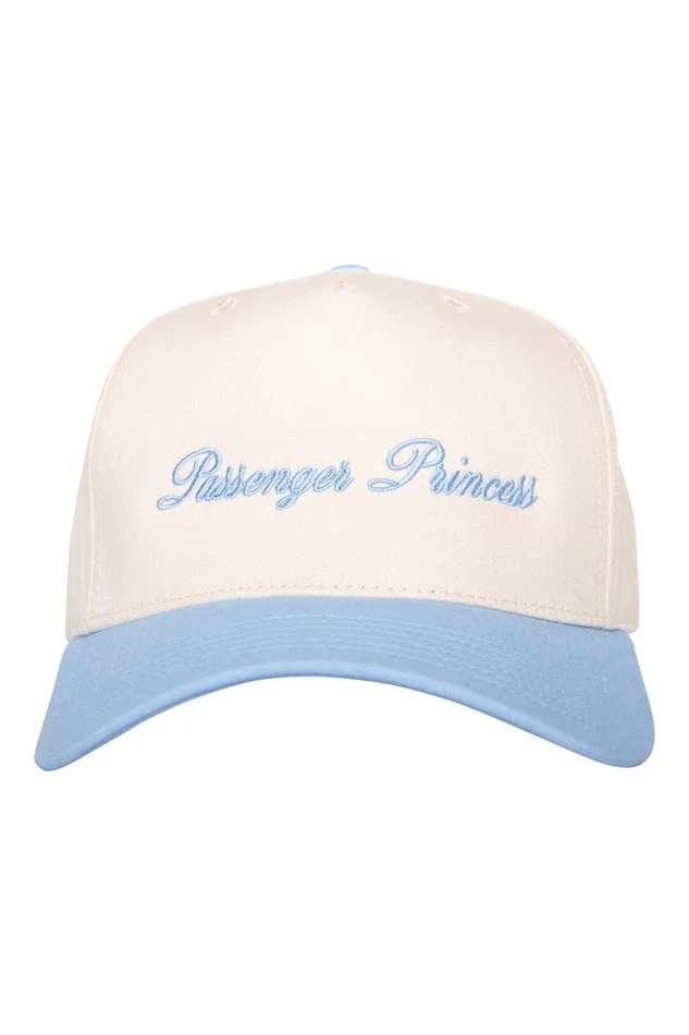 Passenger Princess Two-Toned Trucker Hats For Women: Light Blue and Tan