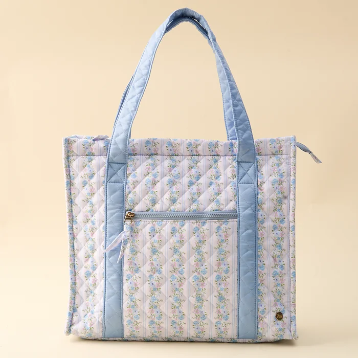 Petal Parade Blue The Everyday Quilted Tote Bag