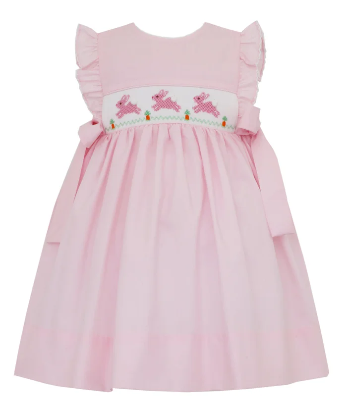 Petit Bebe Hop Hop Bunnies Dress With Side Bows