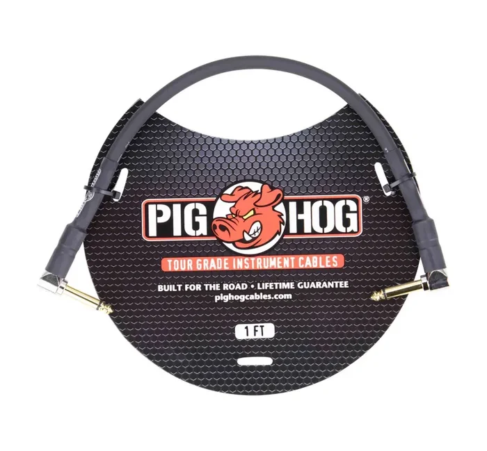 Pig Hog PH1RR, 1/4″ Right Angle to 1/4″ Right Angle 8mm Instrument Cable – 10 Ft