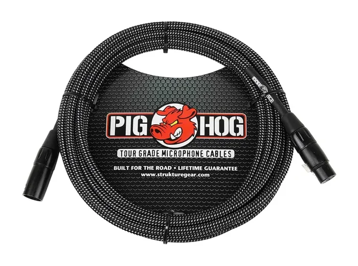Pig Hog PHM20BKW Black and White Woven XLR Mic Cable – 20ft Hot on Sale