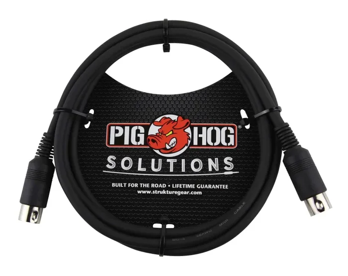 Pig Hog PMID06 5-Pin Black MIDI Cable – 6 FT