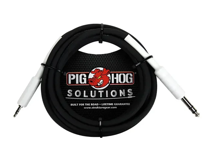 Pig Hog PX48J10, 1/4″ TRS to 1/8″ Mini Cable – 10 Ft