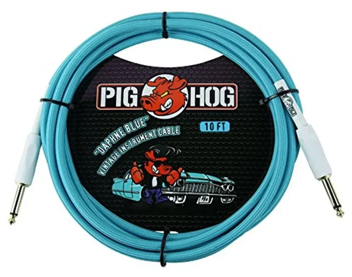 PigHog PCH10DB 1/4 to 1/4 Daphne Blue Instrument Cable, 10 feet