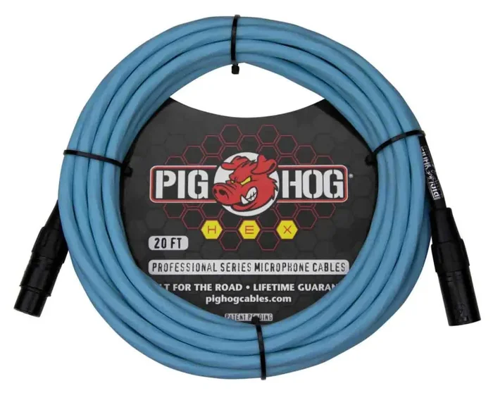 PigHog PHMH20DB, Hex Series Mic Cables (Daphne Blue, 20ft) Online Sale