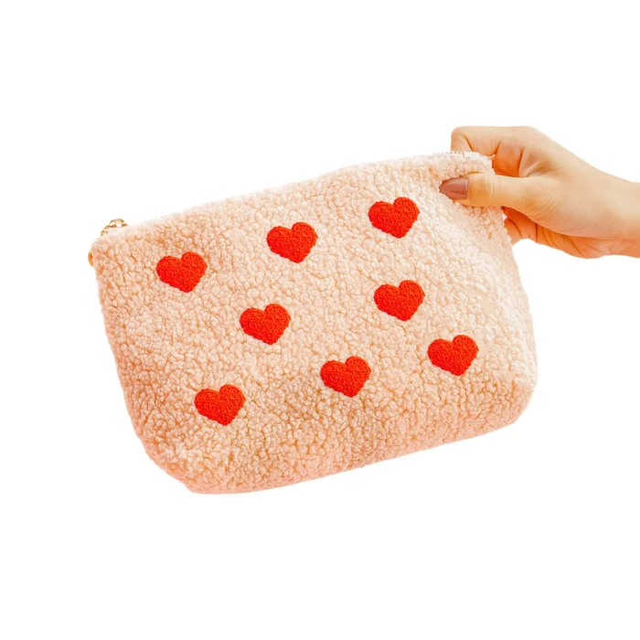 Pink Heart Teddy Pouch