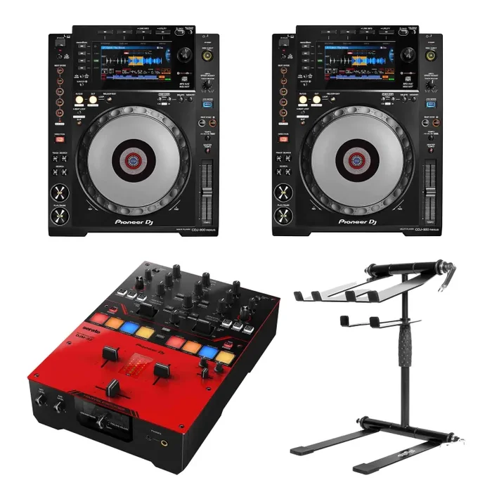 Pioneer DJ CDJ-900NXS Multi Player Package with 2-Channel DJ Mixer and Laptop Stand