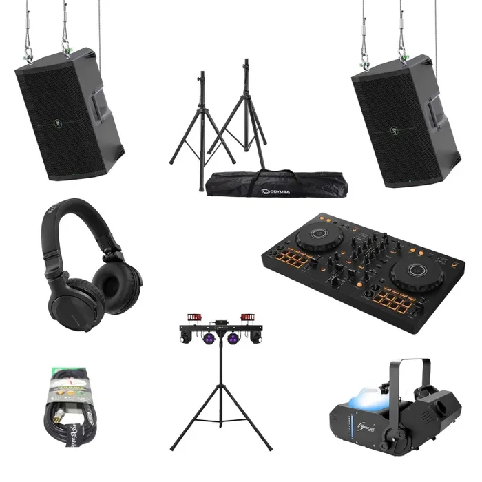Pioneer DJ DDJ-FLX4 CLUB LIGHT Package 02 with DJ Controller, Speakers, Stands and Headphones