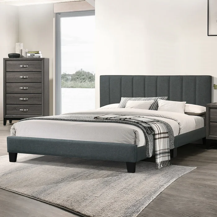 Polyfiber Upholstered Low Profile Bed