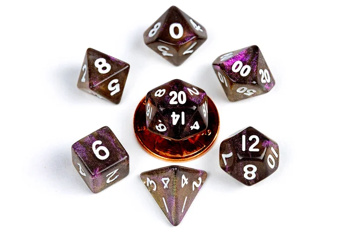 Polyhedral Dice Set – 10mm Mini Dice (Stardust Super Volcano)