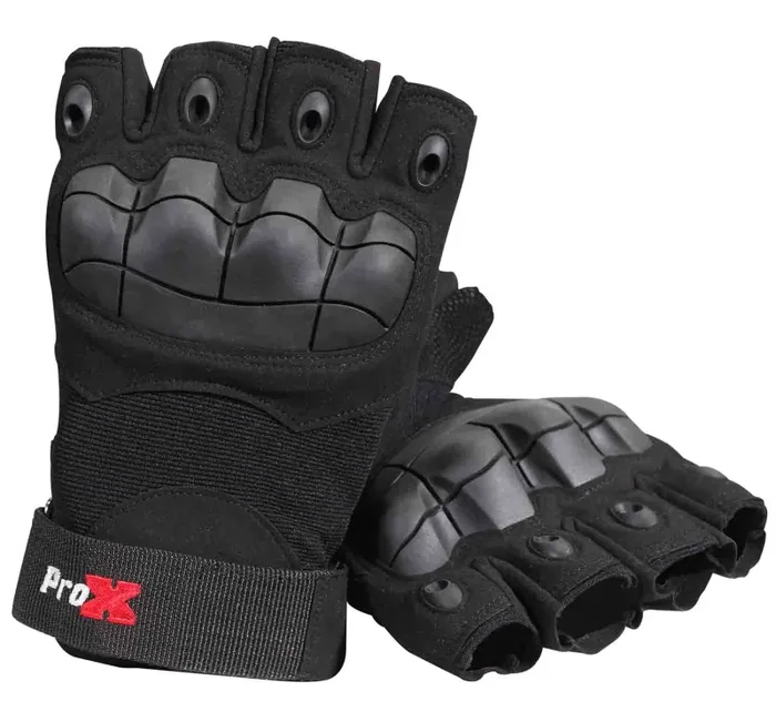 ProX X-GRIPZ Hard Rubber Knuckle Fingerless Gloves for Truss and Stage Performance