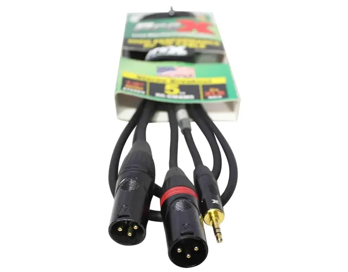 Prox XC-CMXM5, 3.5mm Mini TRS-M to Dual XLR3-M High Performance Audio Y Cable – 5 Feet - Image 2