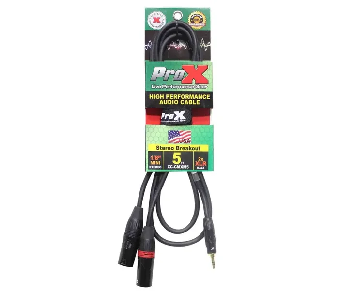 Prox XC-CMXM5, 3.5mm Mini TRS-M to Dual XLR3-M High Performance Audio Y Cable – 5 Feet - Image 3