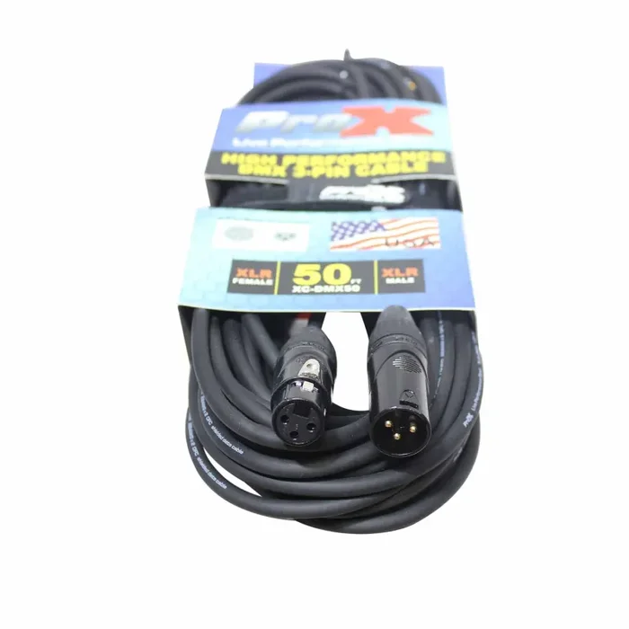 ProX XC-DMX50, DMX XLR3-M to XLR3-F High Performance Cable – 50 Feet