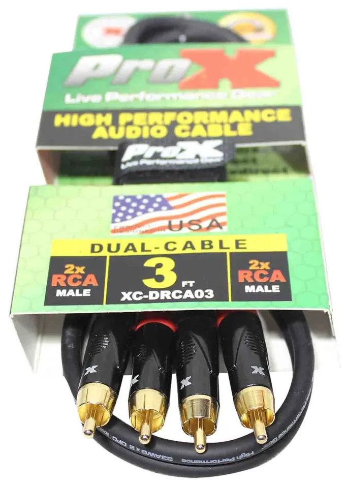 Prox XC-DRCA3 Unbalanced Dual RCA-M to Dual RCA-M High Performance Audio Cable – 3 Feet