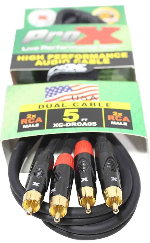 Prox XC-DRCA5 Unbalanced Dual RCA-M to Dual RCA-M High Performance Audio Cable – 5 Feet