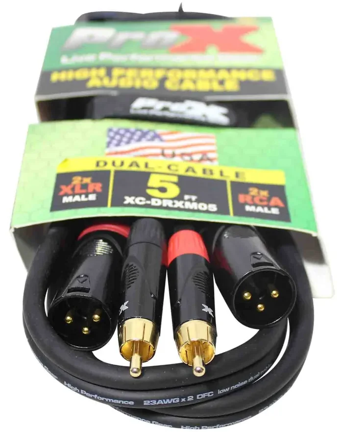 Prox XC-DRXM05 Unbalanced Dual RCA-M to Dual XLR3-M High Performance Audio Cable – 5 Feet