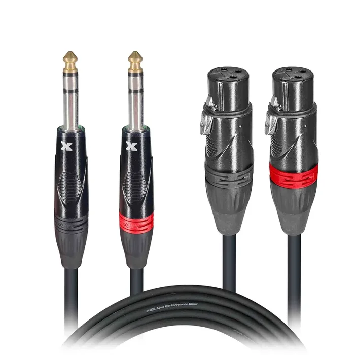 Prox XC-DSXF03 Balanced Dual 1/4″ TRS-M to Dual XLR3-F High Performance Audio Cable – 3 Feet