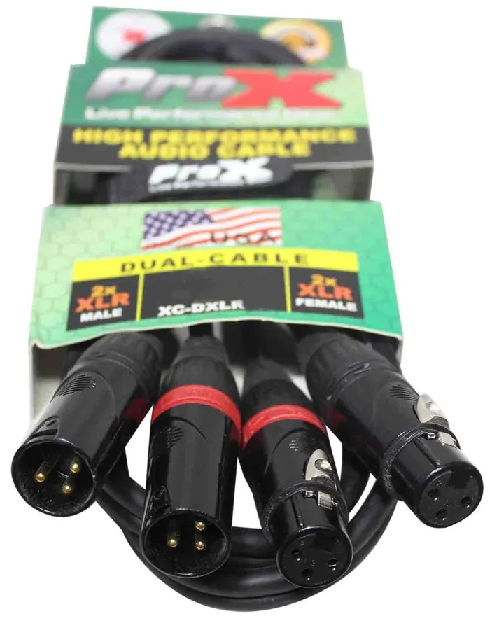 Prox XC-DXLR03 Balanced Dual XLR3-M to Dual XLR3-F High Performance Audio Cable – 3 Feet