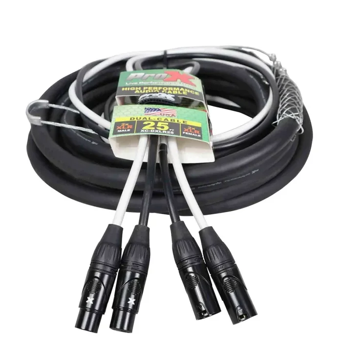 ProX XC-DXLR25 Balanced Dual XLR-M to Dual XLR-F High Performance Audio Cable – 25 Feet