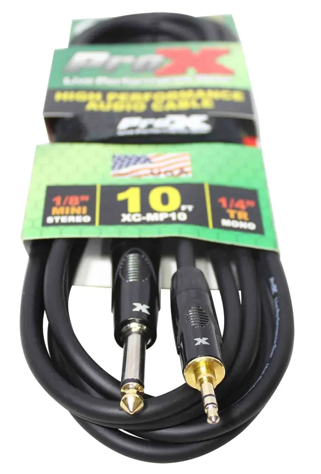Prox XC-MP10 Unbalanced TRS-M Mini 1/8″ to TS-M High Performance Audio Cable – 10 Feet
