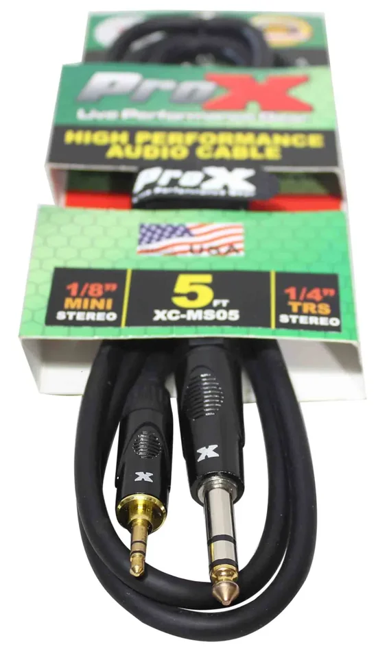 Prox XC-MS05 Balanced TRS-M Mini 1/8″ to TRS-M High Performance Audio Cable – 5 Feet