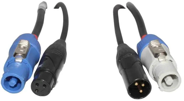 ProX XC-PWC14-DMX03 14 AWG Blue-M to Gray-M and DMX-3 XLR Male to Female Cables for Powercon Compatible Devices – 3 Feet