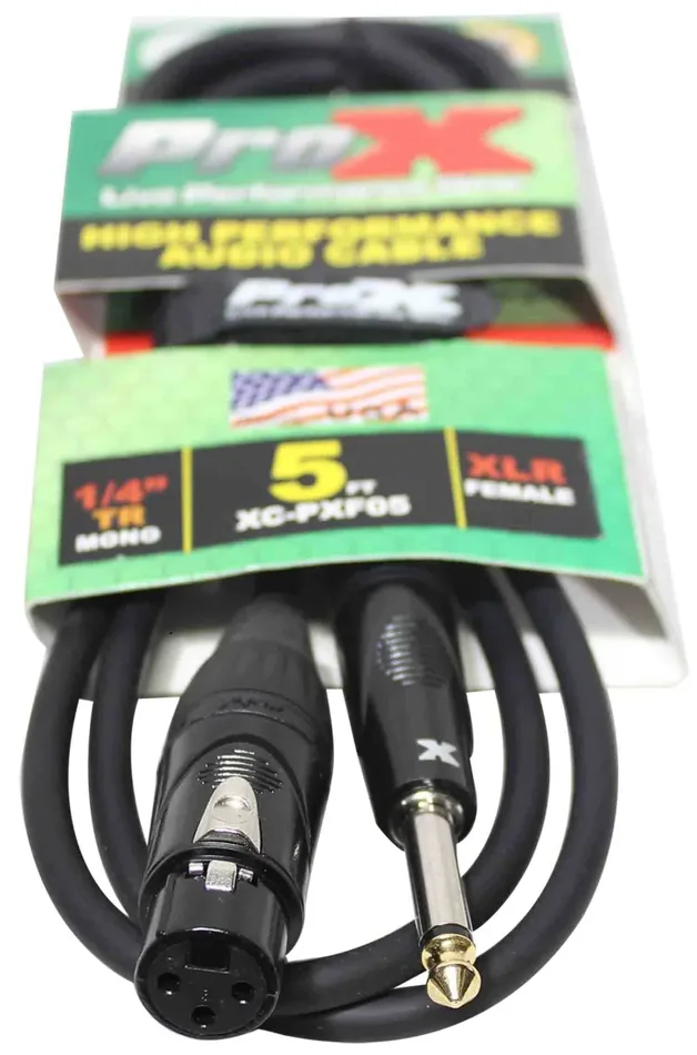 Prox XC-PXF05 Unbalanced 1/4″ TS-M to XLR-F High Performance Audio Cable – 5 Feet