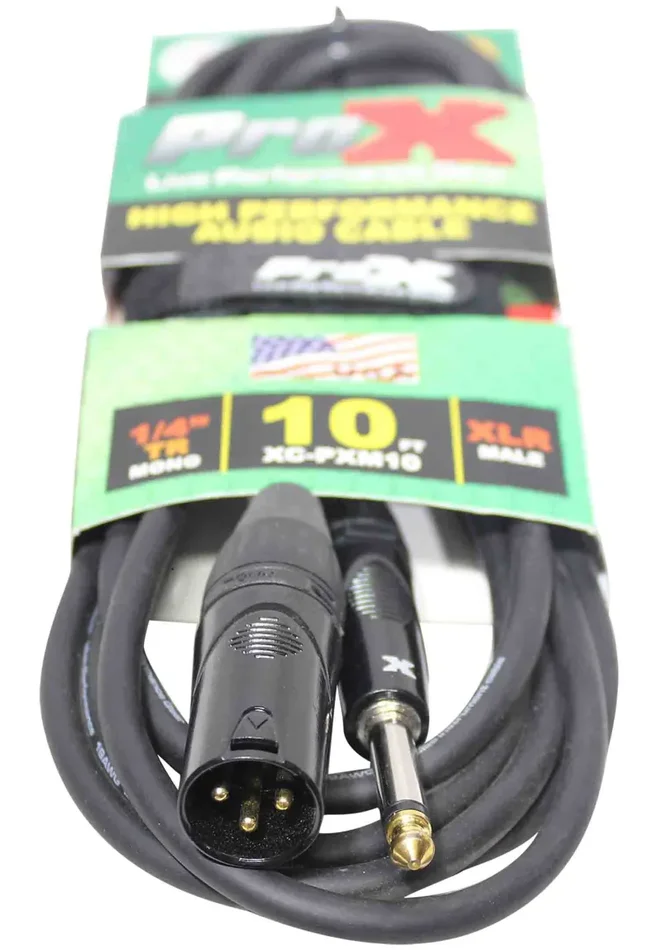 Prox XC-PXM10 Unbalanced 1/4″ TS-M to XLR3-M High Performance Audio Cable – 10 Feet