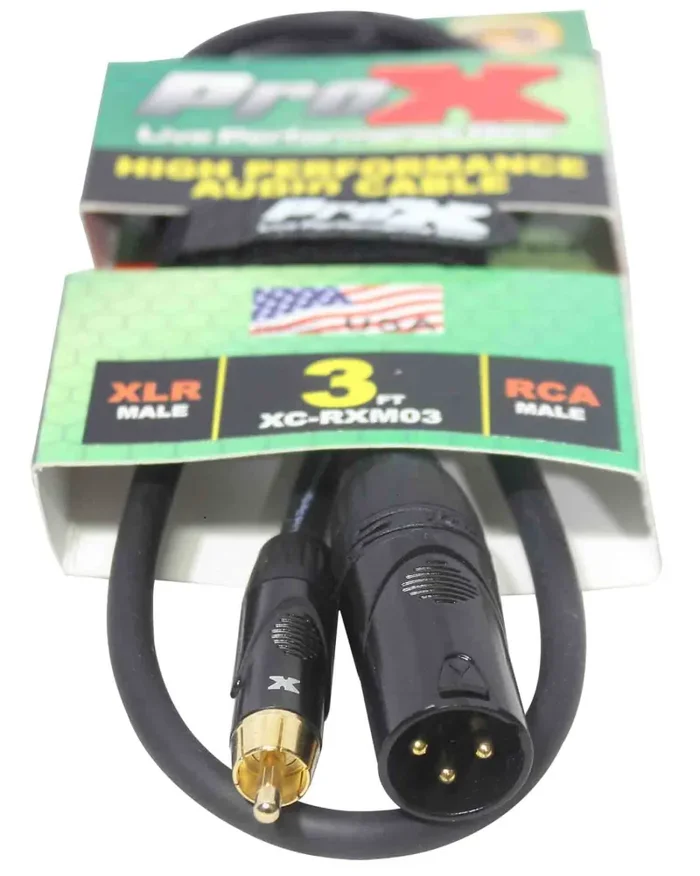 Prox XC-RXM03 Unbalanced RCA to XLR3-M High Performance Audio Cable – 3 Feet