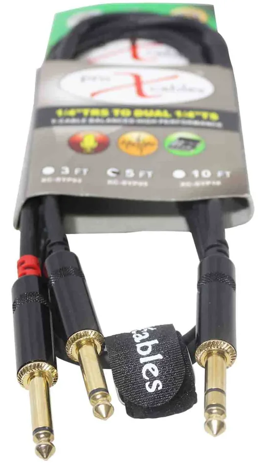 Prox XC-SYP05 Unbalanced TRS-M Stereo to Dual TS-M High Performance Audio Y Cable – 5 Feet
