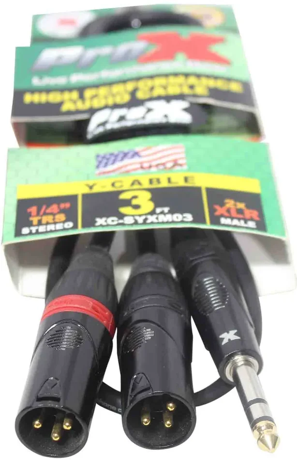 Prox XC-SYXM03 1/4″ TRS-M Stereo to Dual XLR3-M High Performance Y Cable – 3 Feet