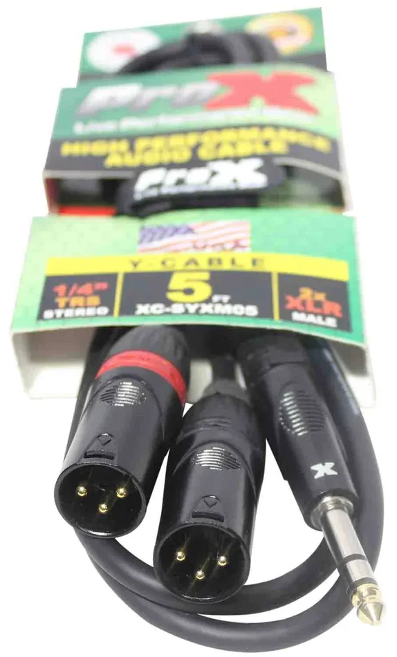 Prox XC-SYXM05 1/4″ TRS-M Stereo to Dual XLR3-M High Performance Y Cable – 5 Feet
