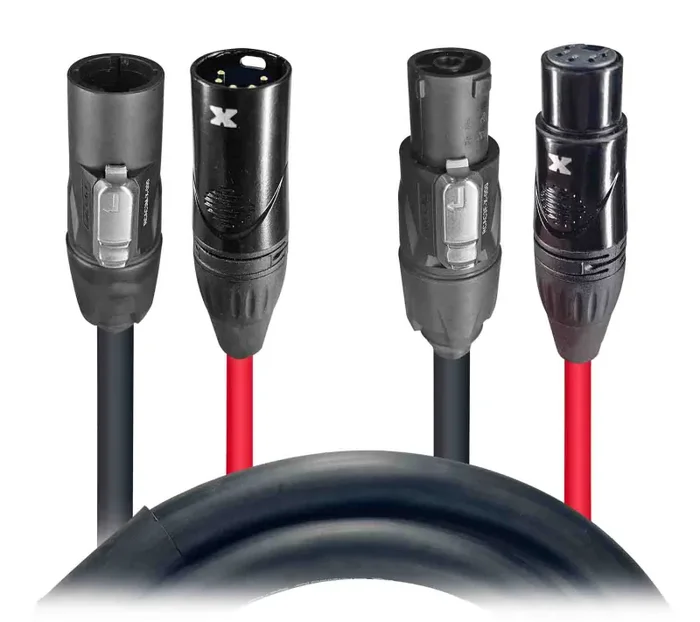 ProX XC-TR112-5PDMX Dual Powerkon to Dual DMX 5-PIN Combo Link Jumper Cable