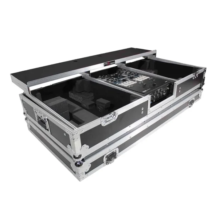 ProX XS-TMC1012-WLTF-BTL DJ Flight Coffin Case For Rane 72 Mixer and 2 Turntables in Battle Mode With Laptop Shelf