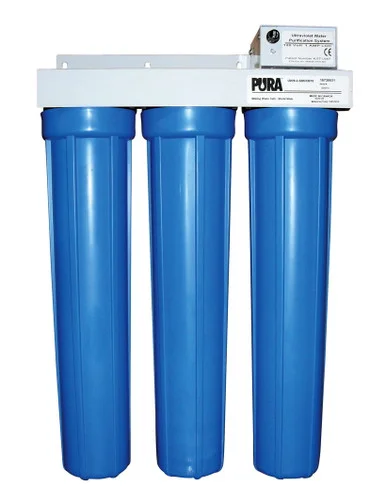Pura 15730531 UV20-3 SD/CB UV, 5 Micron Sediment Filter & 10 Micron Carbon Filter System, 8 GPM, 115 VAC, NO