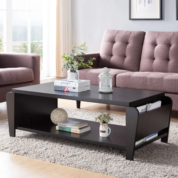 Rafi Contemporary Brown 56-inch 1-Shelf Coffee Table by Furniture of America