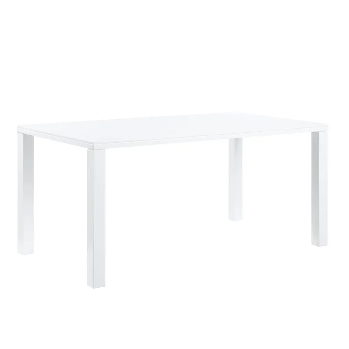 Rectangular Wood Dining Table in High Gloss White Finish