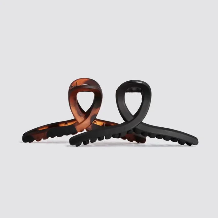 Recycled Plastic Large Loop Claw Clips 2pc – Black & Tort