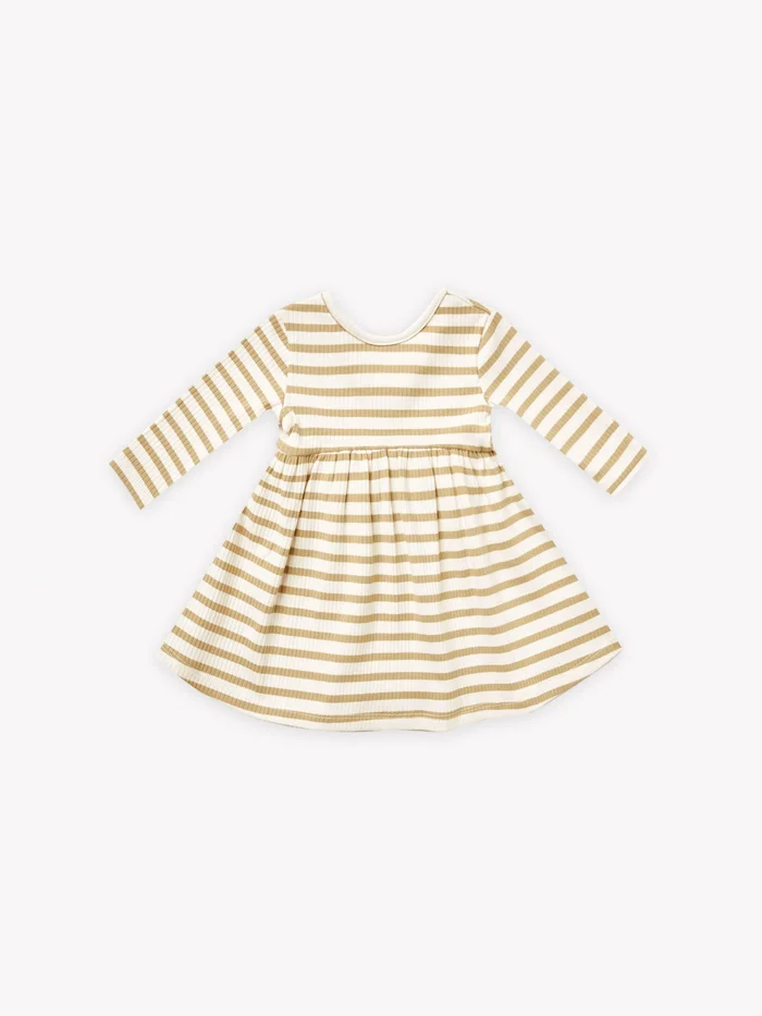 Ribbed Dress (Long Sleeve) – Honey + Ivory Stripe