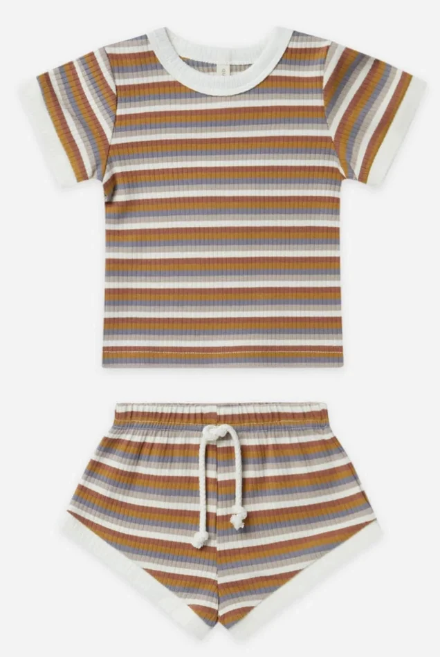 Ribbed Shortie Set – Multi Stripe