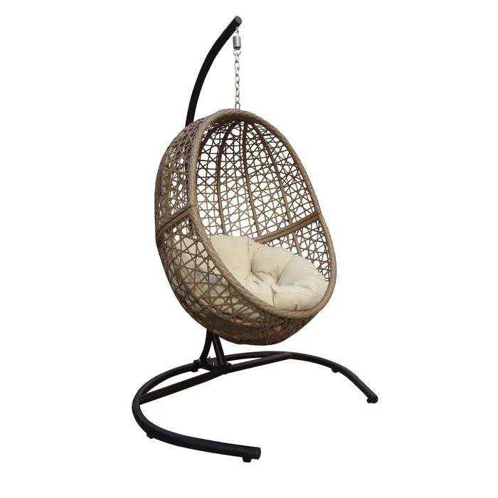 Rio Vista Sandstone Hanging Egg Chair with Cushion – 48″ W x 47″ D x 70″ H