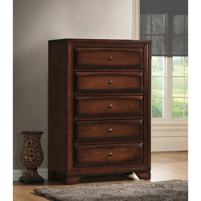 Roundhill Furniture Oakland 139 Antique Oak Finish Wood 5-drawer Chest