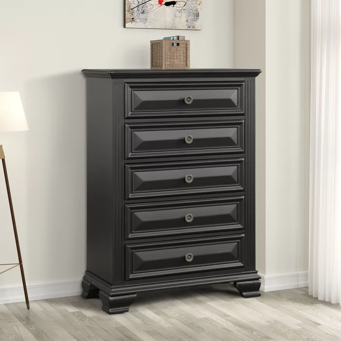 Roundhill Furniture Renova Vintage Black 5-Drawer Chest