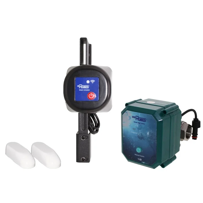 Rusco Smart Leak Kit – 1/2″ Smart Ball Valve & Smart Actuator w/ 2 Smart Leak Detectors