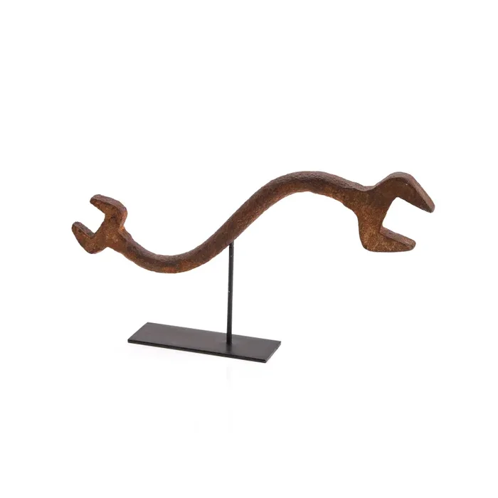 Rust Metal Bent Wrench Sculpture (A+D)